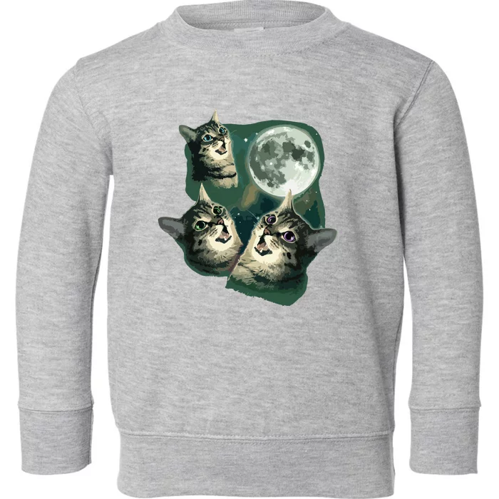 Funny Cat Three Cat Moon 3 Wolfs Cute Kitten Graphic Toddler Sweatshirt