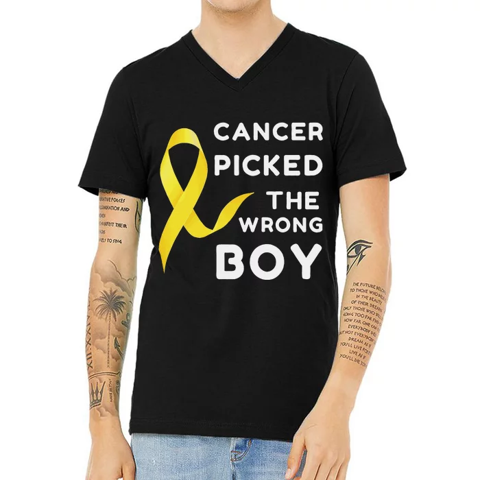 Funny Cancer Treatment Gifts Cancer You Picked The Wrong Guy V-Neck T-Shirt