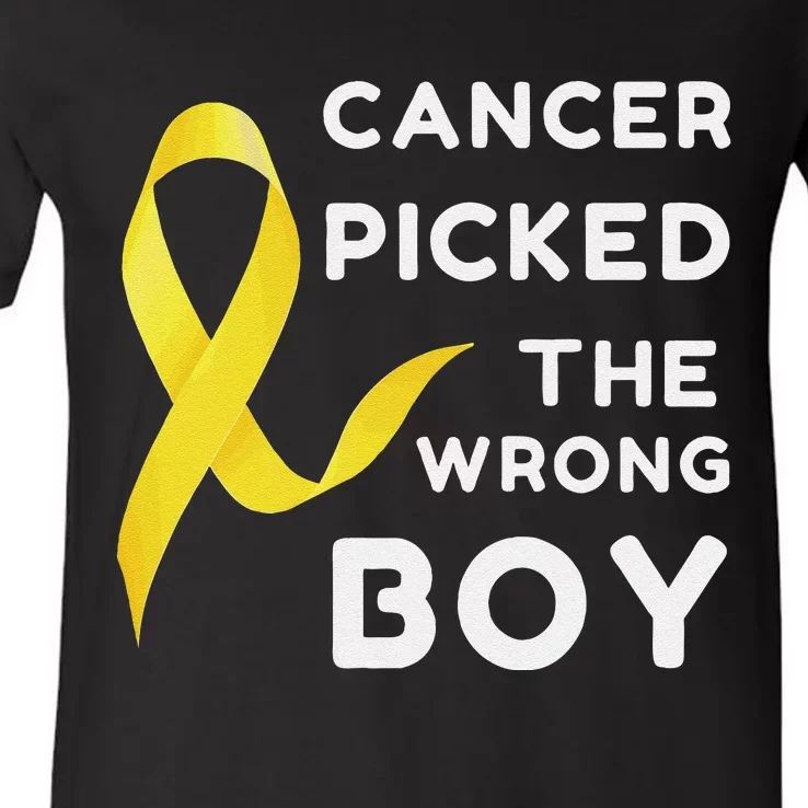 Funny Cancer Treatment Gifts Cancer You Picked The Wrong Guy V-Neck T-Shirt