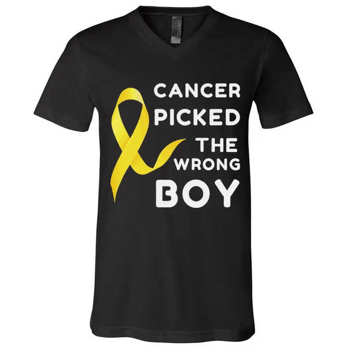 Funny Cancer Treatment Gifts Cancer You Picked The Wrong Guy V-Neck T-Shirt