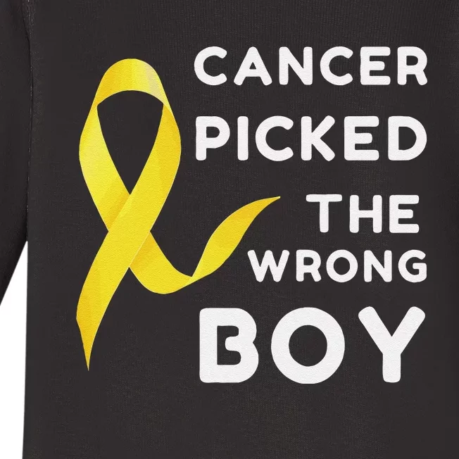 Funny Cancer Treatment Gifts Cancer You Picked The Wrong Guy Baby Long Sleeve Bodysuit