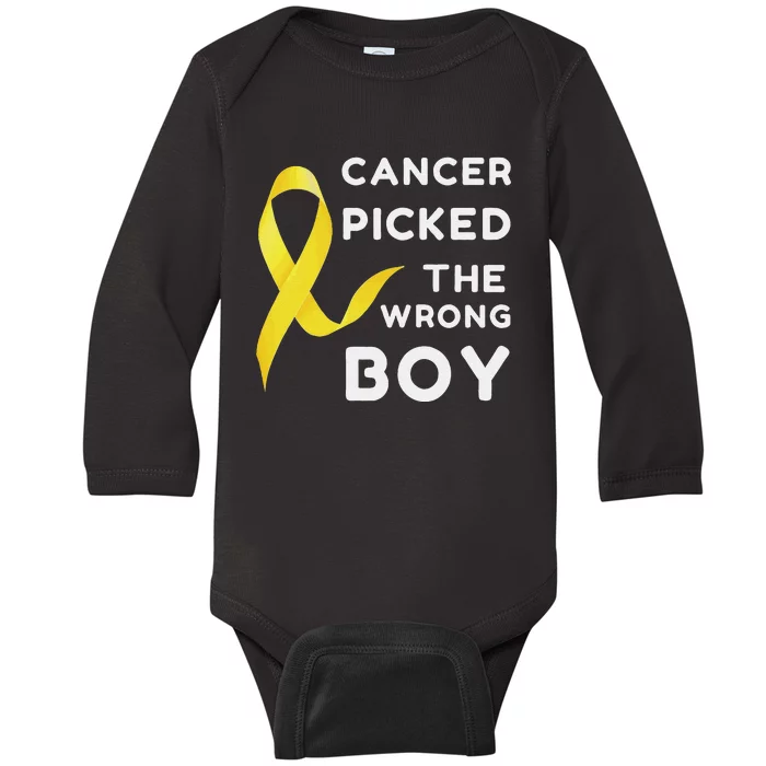 Funny Cancer Treatment Gifts Cancer You Picked The Wrong Guy Baby Long Sleeve Bodysuit