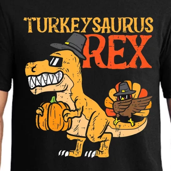 Funny Cute Turkeysaurus Rex Dab Turkey Dino Toddler Boys Thanksgiving Pajama Set