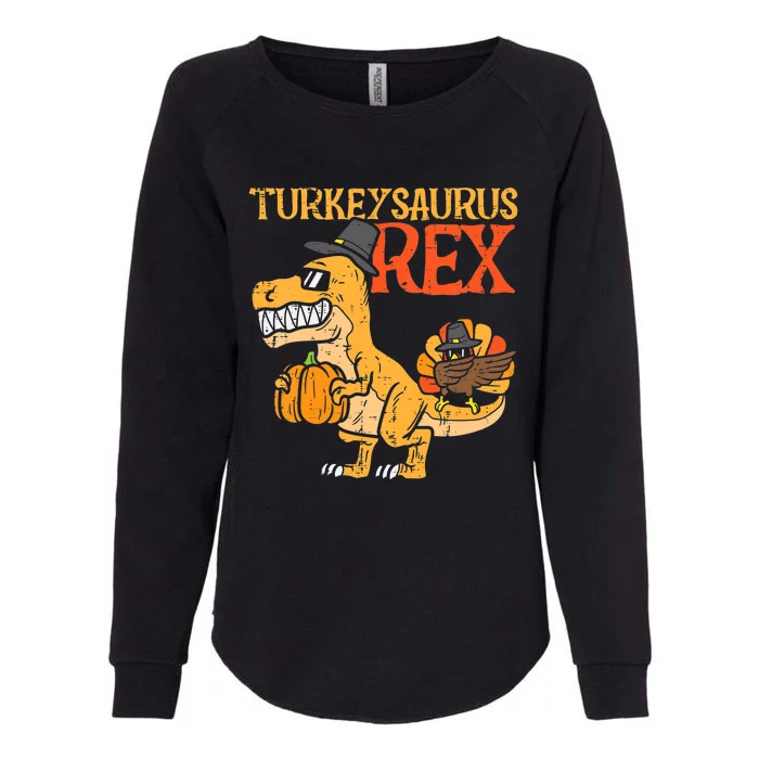 Funny Cute Turkeysaurus Rex Dab Turkey Dino Toddler Boys Thanksgiving Womens California Wash Sweatshirt