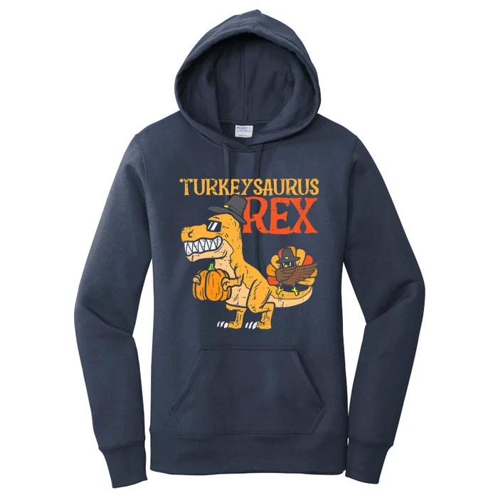 Funny Cute Turkeysaurus Rex Dab Turkey Dino Toddler Boys Thanksgiving Women's Pullover Hoodie