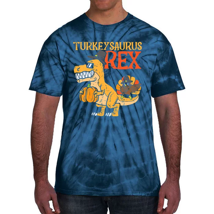 Funny Cute Turkeysaurus Rex Dab Turkey Dino Toddler Boys Thanksgiving Tie-Dye T-Shirt