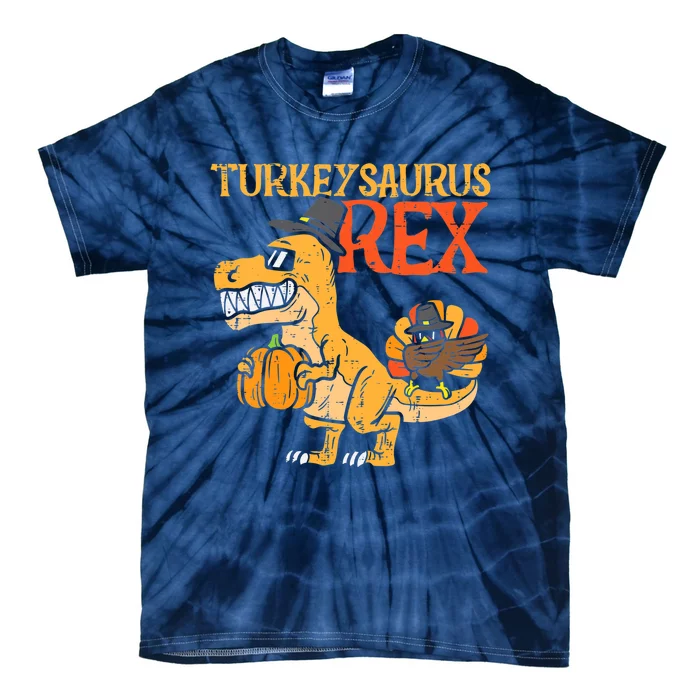 Funny Cute Turkeysaurus Rex Dab Turkey Dino Toddler Boys Thanksgiving Tie-Dye T-Shirt