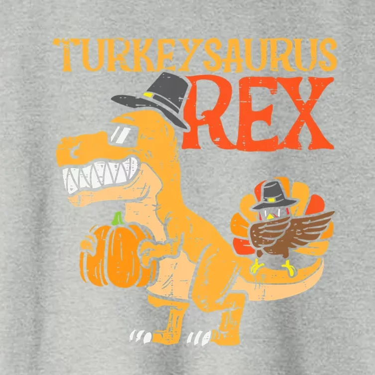 Funny Cute Turkeysaurus Rex Dab Turkey Dino Toddler Boys Thanksgiving Women's Crop Top Tee