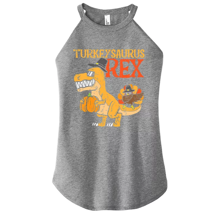 Funny Cute Turkeysaurus Rex Dab Turkey Dino Toddler Boys Thanksgiving Women’s Perfect Tri Rocker Tank