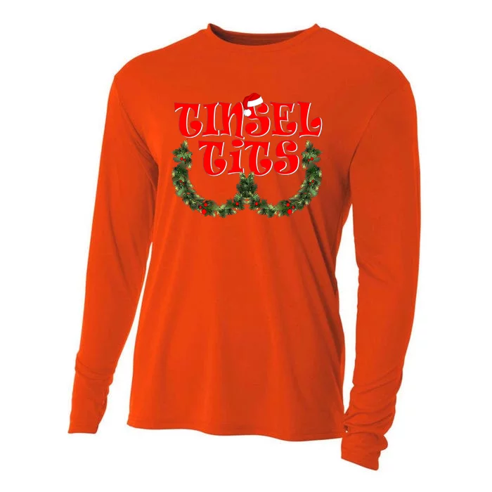 Funny Christmas Tinsel Tits Matching Couples Shirts Cooling Performance Long Sleeve Crew