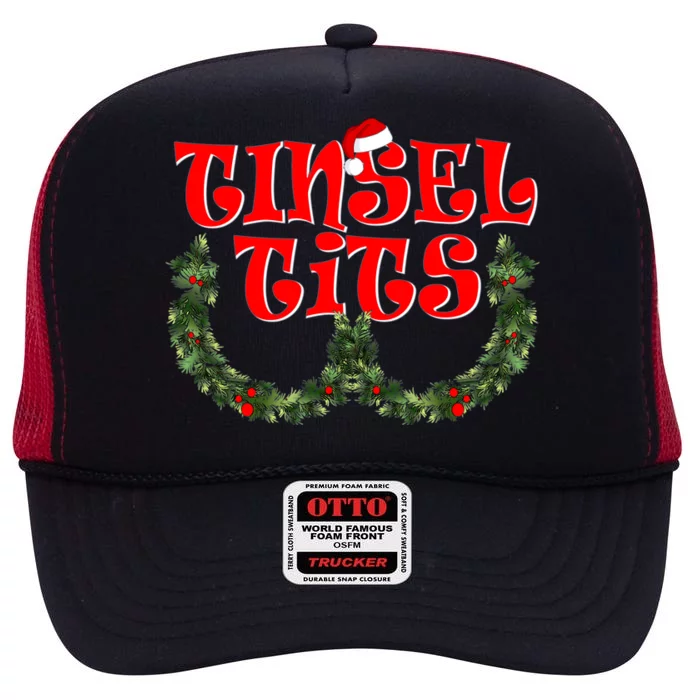 Funny Christmas Tinsel Tits Matching Couples Shirts High Crown Mesh Trucker Hat