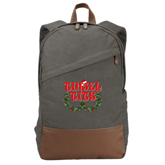 Funny Christmas Tinsel Tits Matching Couples Shirts Cotton Canvas Backpack