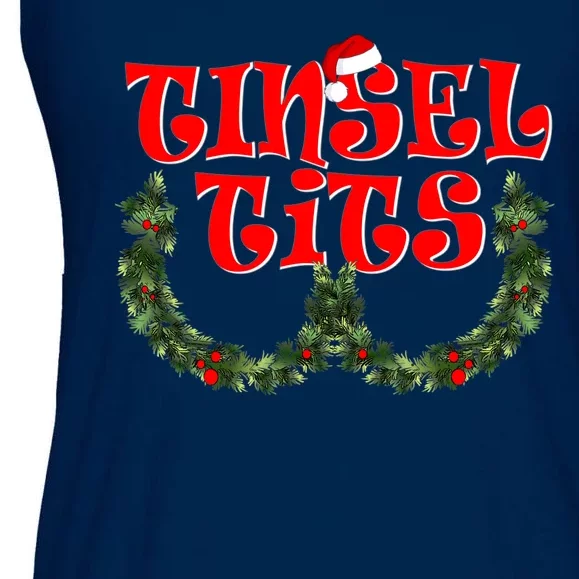 Funny Christmas Tinsel Tits Matching Couples Shirts Ladies Essential Flowy Tank