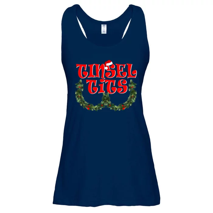 Funny Christmas Tinsel Tits Matching Couples Shirts Ladies Essential Flowy Tank