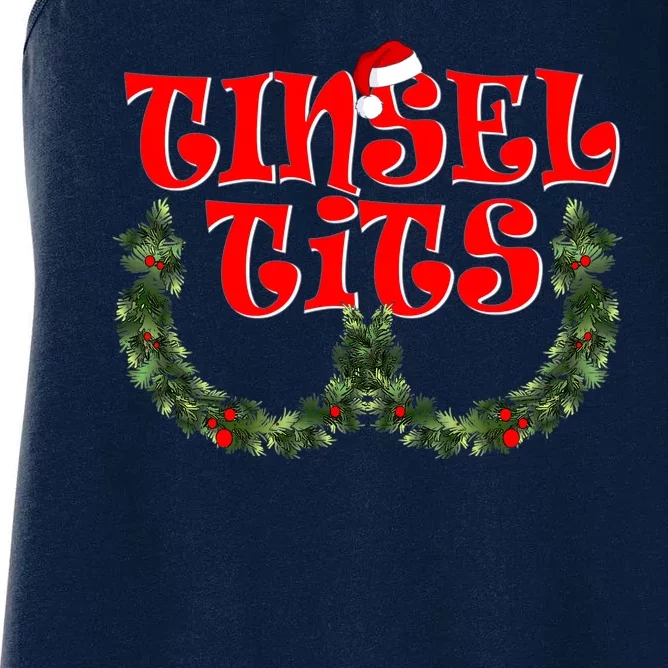 Funny Christmas Tinsel Tits Matching Couples Shirts Women's Racerback Tank