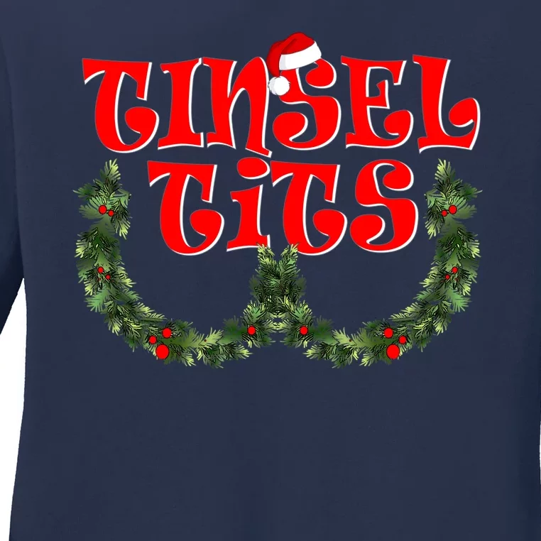 Funny Christmas Tinsel Tits Matching Couples Shirts Ladies Long Sleeve Shirt