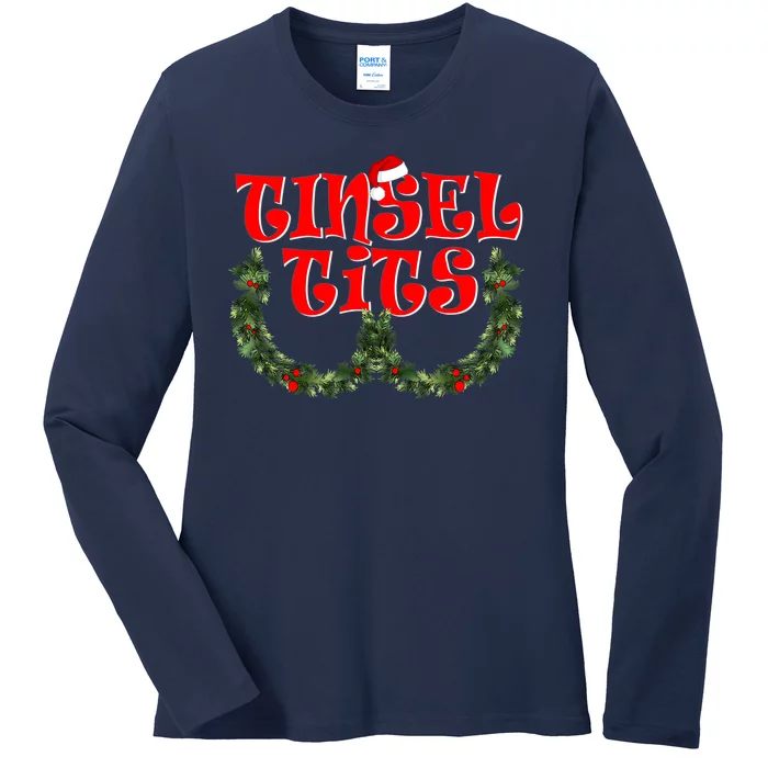 Funny Christmas Tinsel Tits Matching Couples Shirts Ladies Long Sleeve Shirt