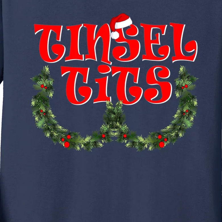 Funny Christmas Tinsel Tits Matching Couples Shirts Kids Long Sleeve Shirt