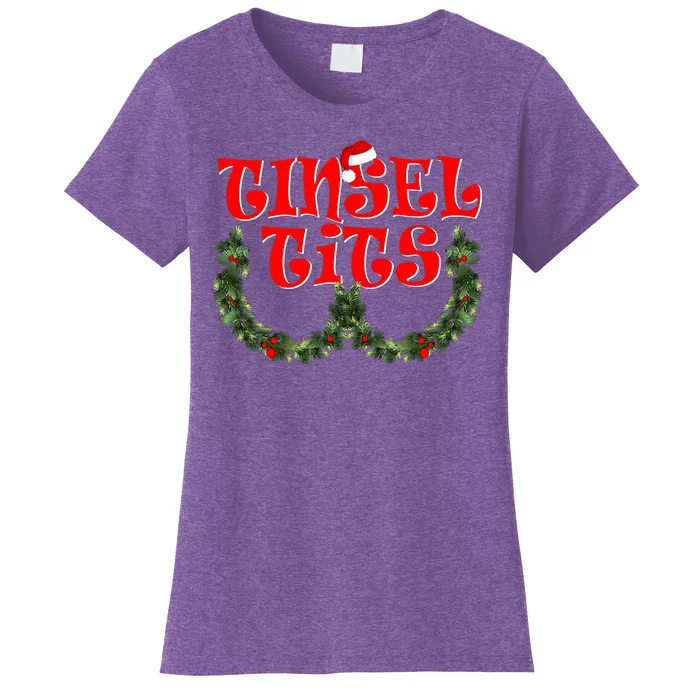 Funny Christmas Tinsel Tits Matching Couples Shirts Women's T-Shirt