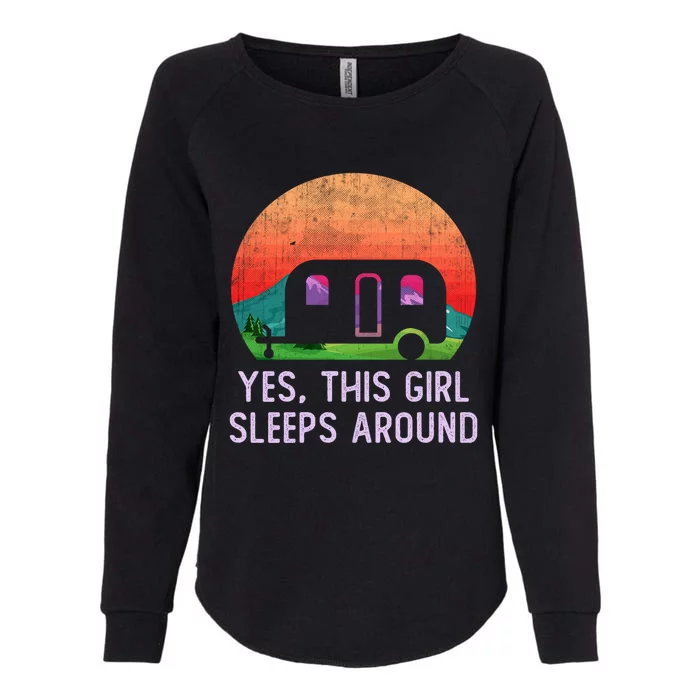 Funny Camper This Just Sleeps Around And Loves Camping Gift Womens California Wash Sweatshirt