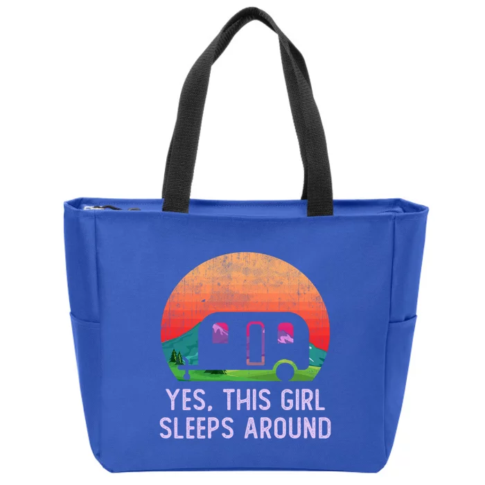 Funny Camper This Just Sleeps Around And Loves Camping Gift Zip Tote Bag