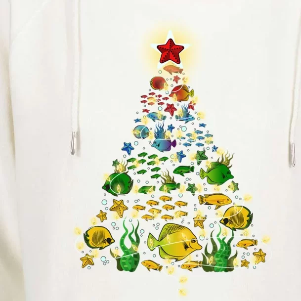 Fish Christmas Tree Merry Fishmas Funny Fisher Fishing Meaningful Gift Womens Funnel Neck Pullover Hood