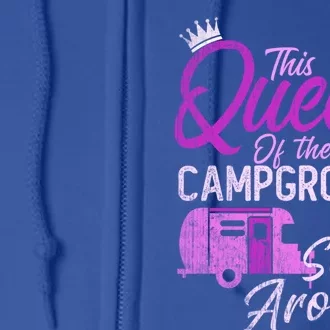 Funny Camper This Queen Of Campground Sleeps Around Cute Gift Full Zip Hoodie