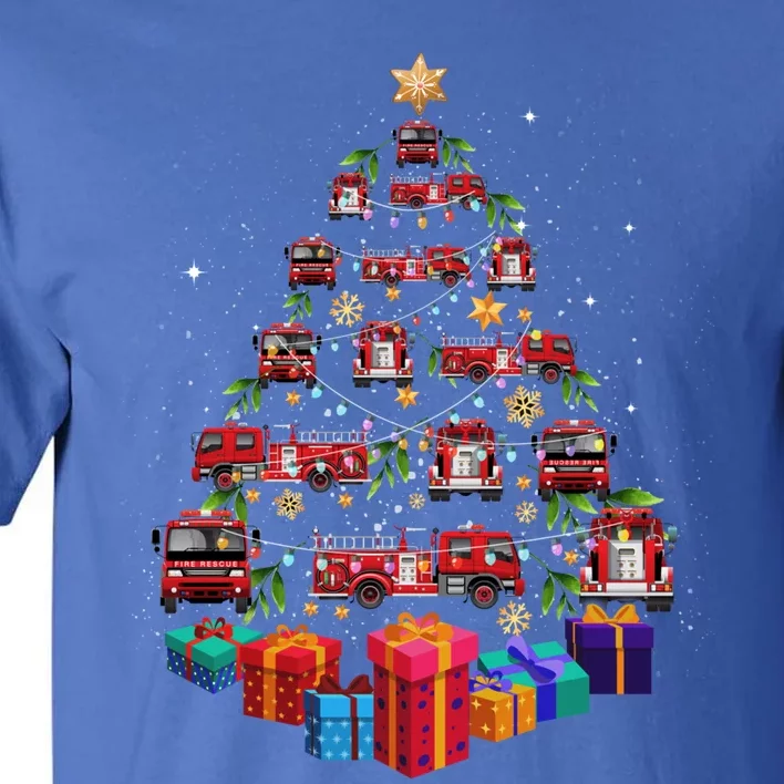 Firetruck Christmas Tree Funny Holiday Gift For Firefighters Cool Gift Tall T-Shirt