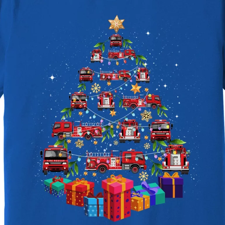 Firetruck Christmas Tree Funny Holiday Gift For Firefighters Cool Gift Premium T-Shirt