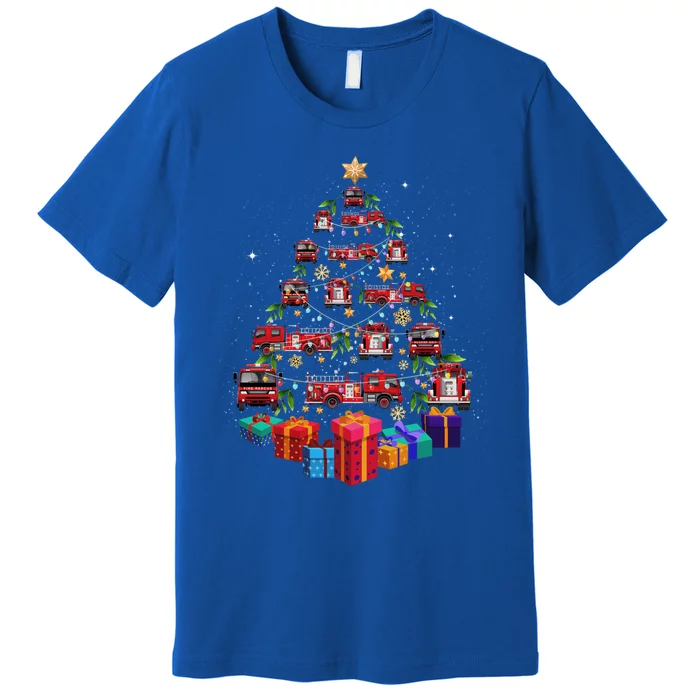 Firetruck Christmas Tree Funny Holiday Gift For Firefighters Cool Gift Premium T-Shirt