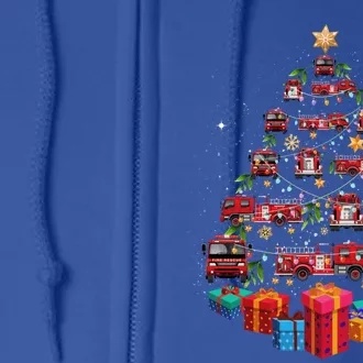 Firetruck Christmas Tree Funny Holiday Gift For Firefighters Cool Gift Full Zip Hoodie