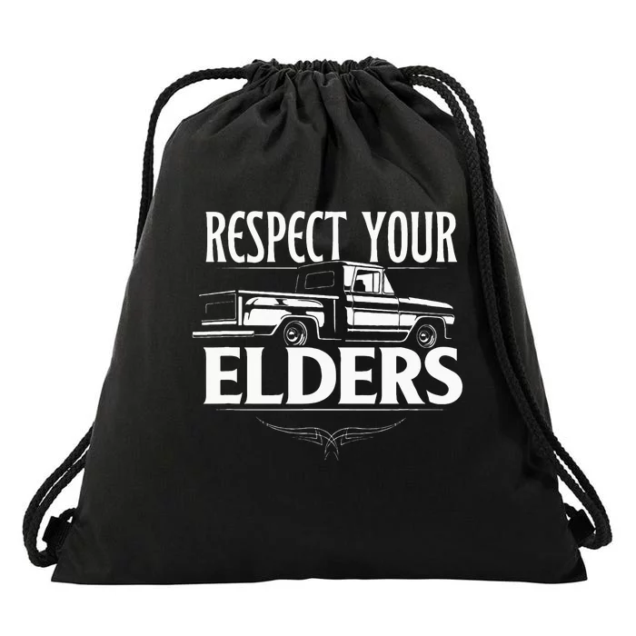 Funny Classic Truck Guy Respect Your Elders Drawstring Bag