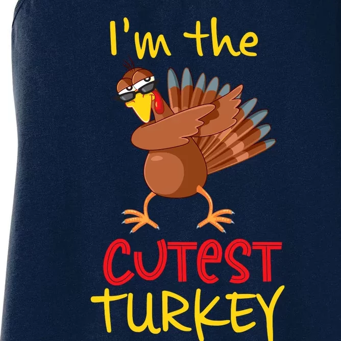 Funny Cutest Turkey Matching Family Group Thanksgiving Party Women's Racerback Tank