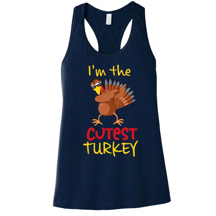 Funny Cutest Turkey Matching Family Group Thanksgiving Party Women's Racerback Tank