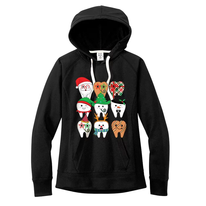 Funny Christmas Teeth Dental Hygiene Dental Squad Gift Women's Fleece Hoodie