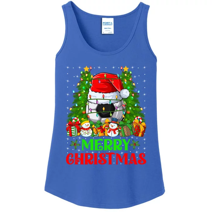 Football Christmas Tree Lights Holiday Santa Football Xmas Gift Ladies Essential Tank