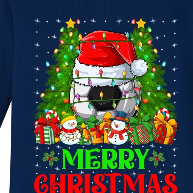 Football Christmas Tree Lights Holiday Santa Football Xmas Gift Baby Long Sleeve Bodysuit