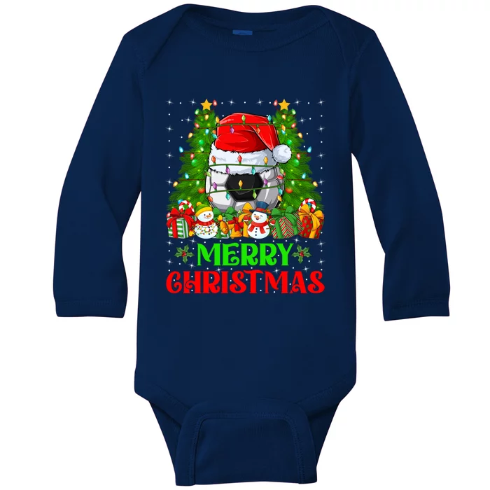 Football Christmas Tree Lights Holiday Santa Football Xmas Gift Baby Long Sleeve Bodysuit