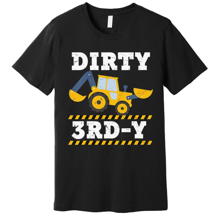 funny Construction Truck 3rd Birthday Excavator 3 Digger Premium T-Shirt