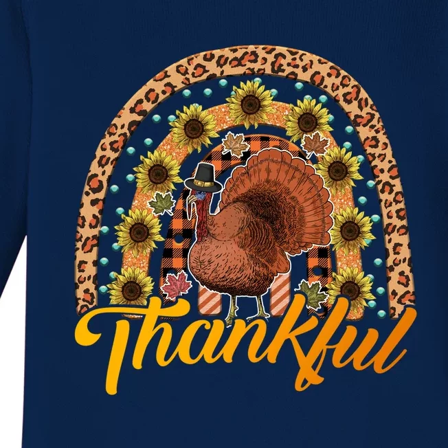 Funny Cute Thankful Gobble Gobble Turkey, Thankful Grateful Blessed Autumn Fall Baby Long Sleeve Bodysuit