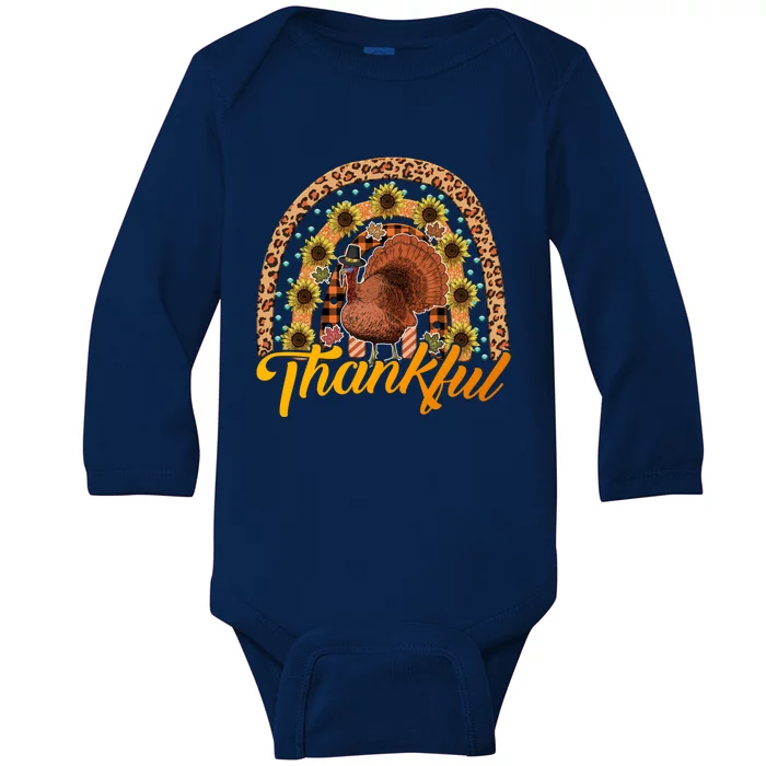 Funny Cute Thankful Gobble Gobble Turkey, Thankful Grateful Blessed Autumn Fall Baby Long Sleeve Bodysuit