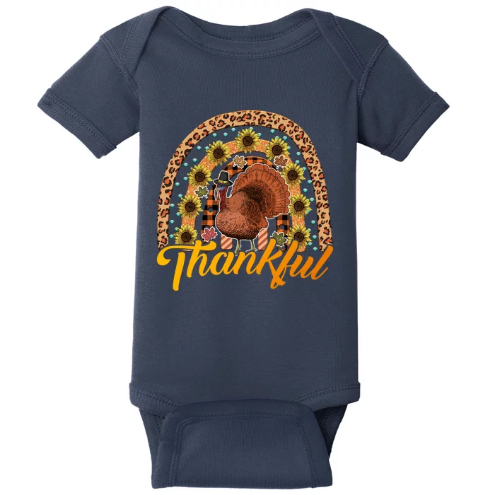 Funny Cute Thankful Gobble Gobble Turkey, Thankful Grateful Blessed Autumn Fall Baby Bodysuit