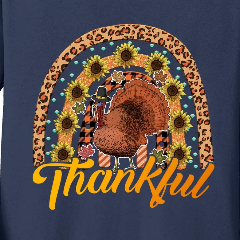 Funny Cute Thankful Gobble Gobble Turkey, Thankful Grateful Blessed Autumn Fall Kids Long Sleeve Shirt