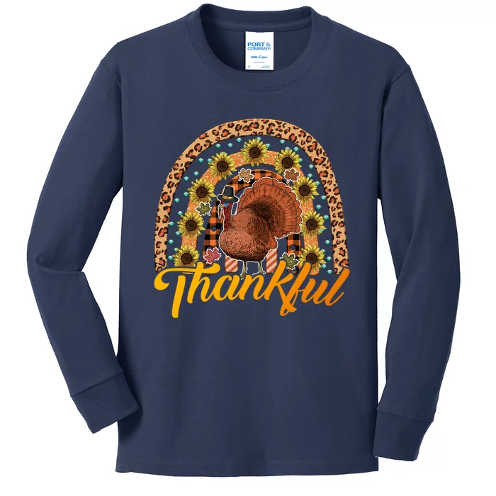 Funny Cute Thankful Gobble Gobble Turkey, Thankful Grateful Blessed Autumn Fall Kids Long Sleeve Shirt