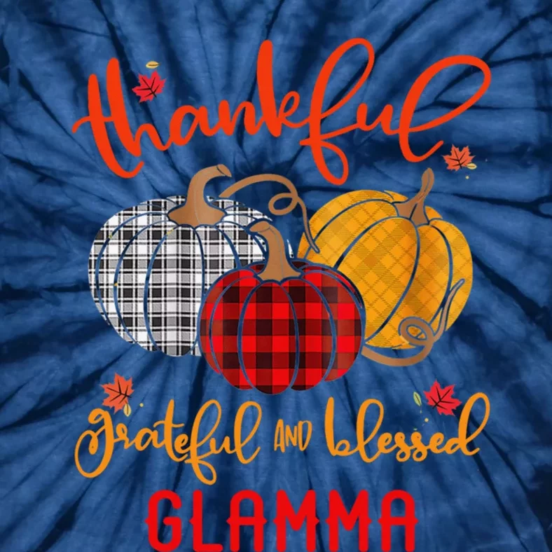 Funny Cute Thankful Grateful Blessed Glamma Autumn Fall Pumpkin Outfit Tie-Dye T-Shirt