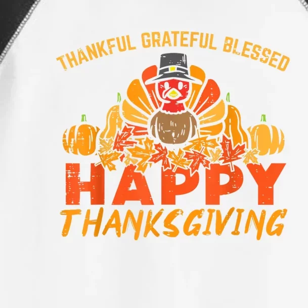 Funny Cute Thankful Grateful Blessed Happy Thanksgiving Turkey Toddler Fine Jersey T-Shirt