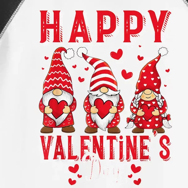 Funny Cute Three Gnomes Holding Hearts Happy Valentines Day Toddler Fine Jersey T-Shirt