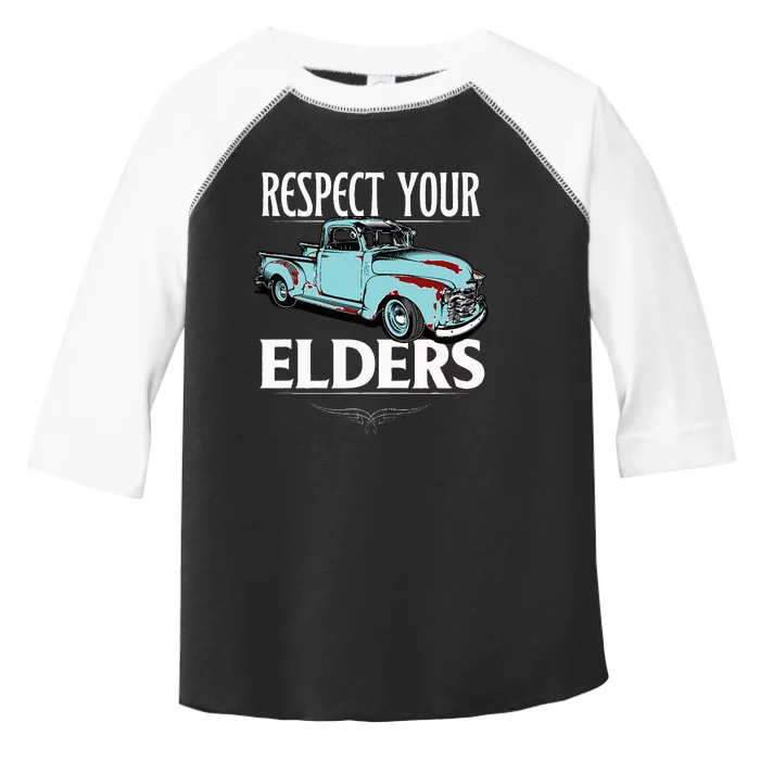 Funny Classic Truck Guy Respect Your Elders Toddler Fine Jersey T-Shirt