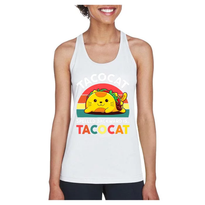 Funny Cute Tacocat Spelled Backward Is Tacocat Women's Racerback Tank