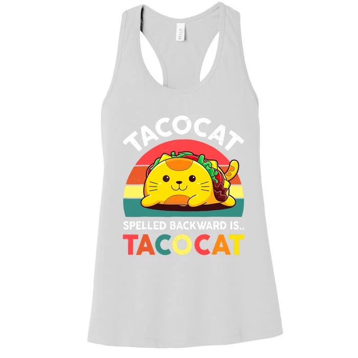 Funny Cute Tacocat Spelled Backward Is Tacocat Women's Racerback Tank